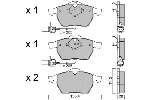 Jeu de 4 plaquettes de frein AISIN ref. BPVW-1014